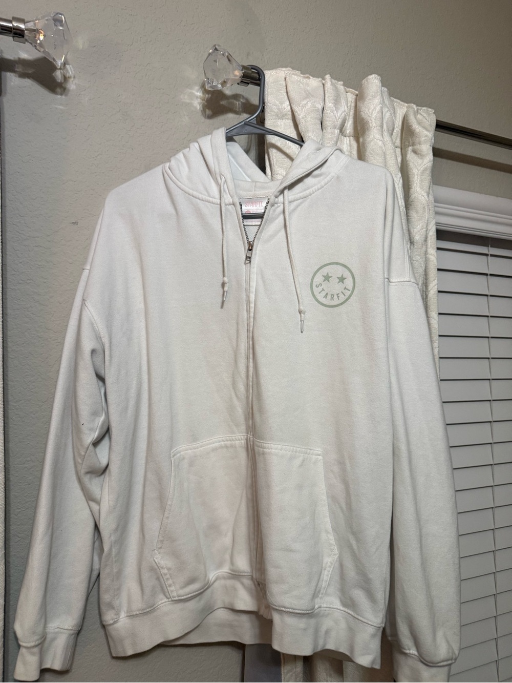 Starfit Cream Zip-Up Hoodie with Hood and Pockets